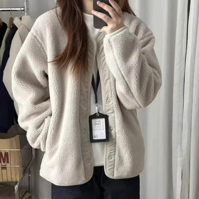 冬季男女情侣款加厚防风仿羊糕绒夹克保暖摇粒绒开衫长袖外套