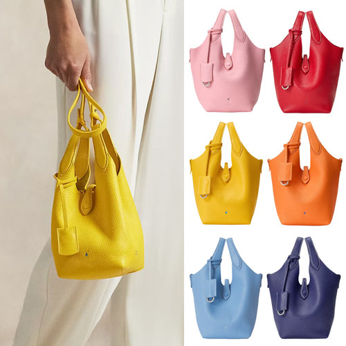 Poloplay牛皮水桶托特菜篮子包