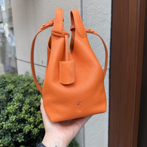 Winter金玟庭同款Polo Play手提单肩休闲牛皮马卡龙水桶菜篮子包