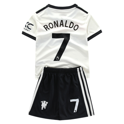 儿童力曼联客场C罗7号球衣短裤套装男女童足球服Ronaldo jersey