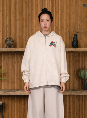 APOGE3阿保机明线花纱帽衫潮牌宽松休闲外套国潮情侣卫衣夹克美式