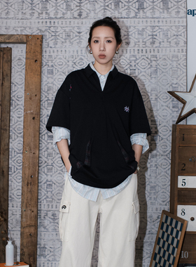 APOGE3阿保机 夏季短袖活褶Polo衫男潮牌宽松美式休闲T恤女设计师