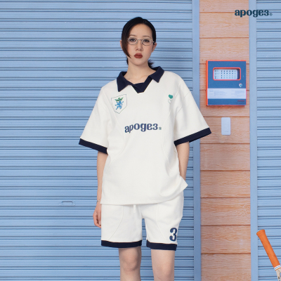 APOGE3阿保机 宽松短袖POLO衫运动足球T恤男女同款美式短裤情侣装