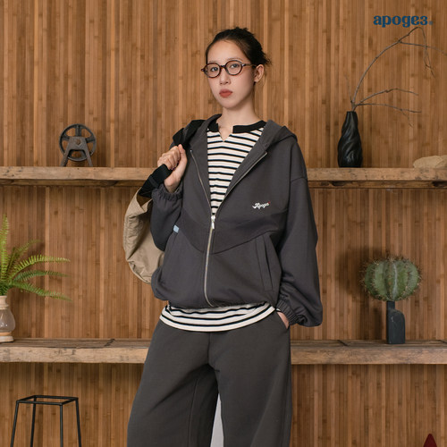 APOGE3阿保机【双轨拼接】美式短款连帽卫衣男宽松休闲情侣外套