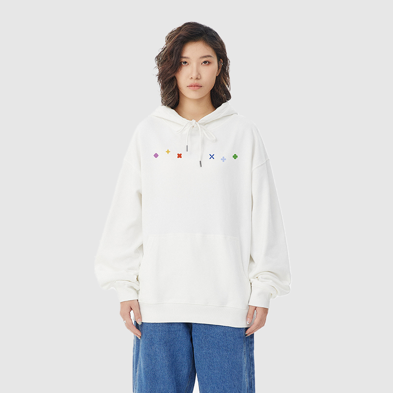 APOGE3阿保机 秋冬月亮花连帽卫衣女宽松潮牌加绒加厚外套男休闲
