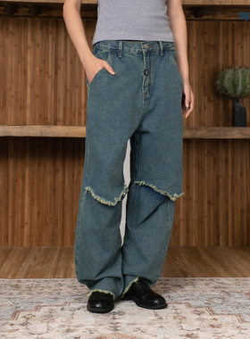 APOGE3阿保机【破浣】牛仔裤宽松纯棉潮牌复古老爹裤男美式国潮