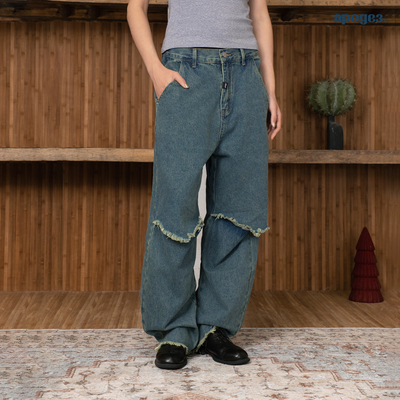 APOGE3阿保机【破浣】牛仔裤宽松纯棉潮牌复古老爹裤男美式国潮