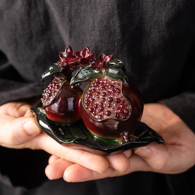 创意变色柿子茶宠可养仿真水果如意白菜财神茶具摆件茶盘装饰茶玩