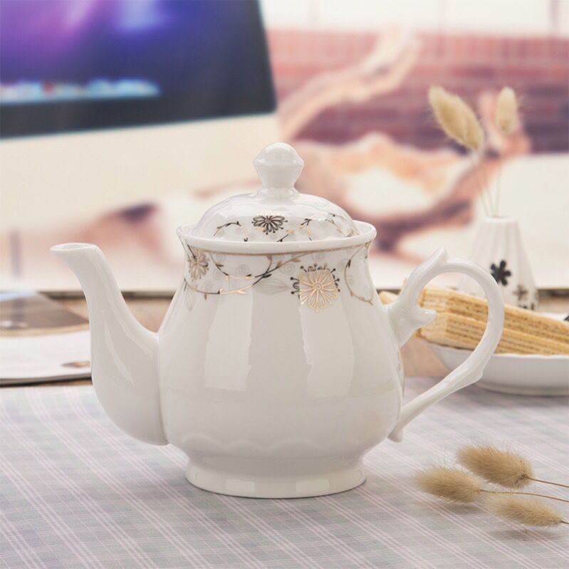 陶瓷大容量茶壶凉水壶骨瓷高温水壶泡茶壶花茶壶功夫茶具家用