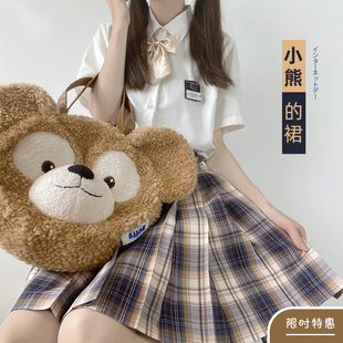 jk制服正版套装裙子女小熊的群夏季格裙百褶裙日系半身短裙子全套