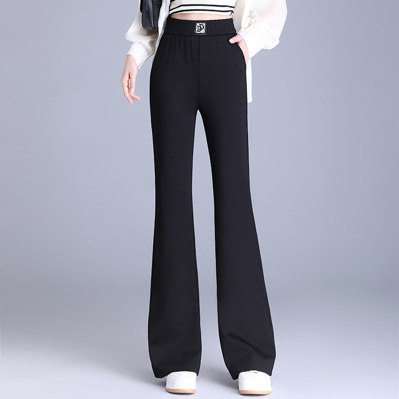 微喇裤女春夏季薄款大码胖mm妈妈裤子休闲西装裤九分冰丝喇叭女裤