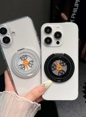 360旋转齿轮手机支架超薄黏贴式背贴解压转盘指环扣粘贴手环桌面横竖支撑底座折叠超薄配件便携指扣轻薄新款