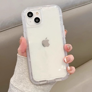 高出屏幕17Air适用苹果16plus手机壳iPhone15pro透明14promax防摔13带防尘塞12加厚11硅胶xsmax全包xr三合一x