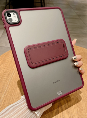 适用于2024新款简约ipad保护壳带支架9苹果ipadpro11寸平板8第十代air6保护套7透明mini5亚克力磨砂4一体折叠