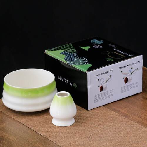 抹茶碗茶筅立渐变釉陶瓷礼盒