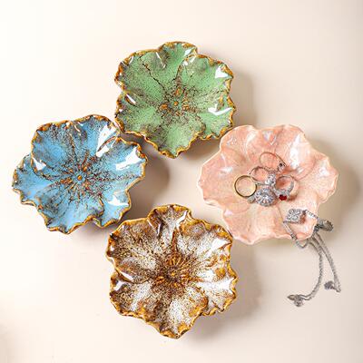 创意陶瓷托盘贝壳首饰盘钥匙收纳盘饰品展示装饰ins风摆件亚马逊