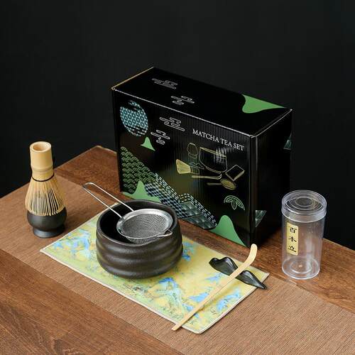 日式粗陶抹茶茶具套装礼盒