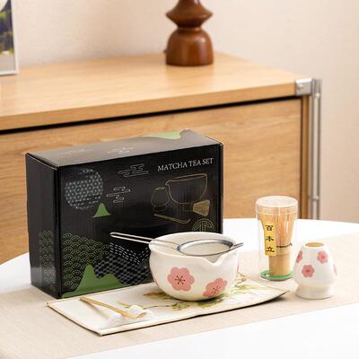 日式樱花抹茶陶瓷茶筅7件套