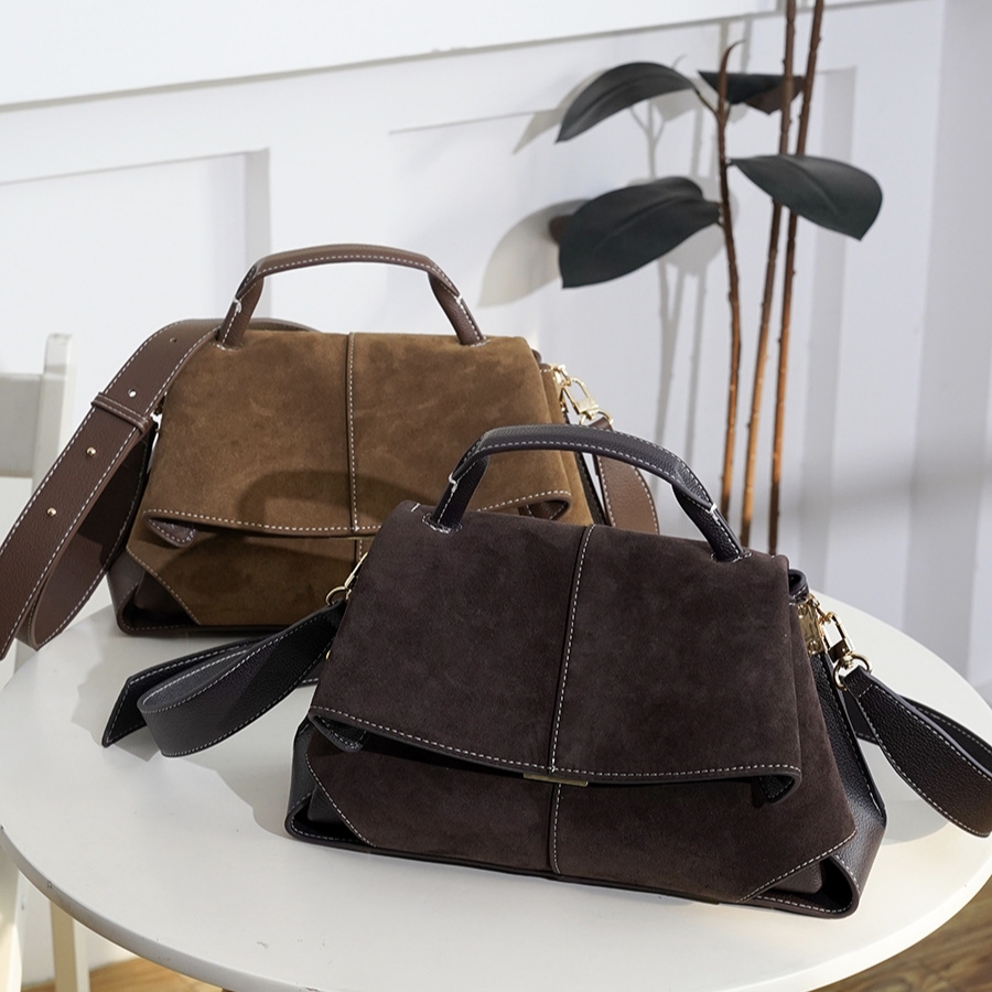 磨砂皮2025新款高级感小众设计欧美风潮单肩手提包包女时尚通勤包