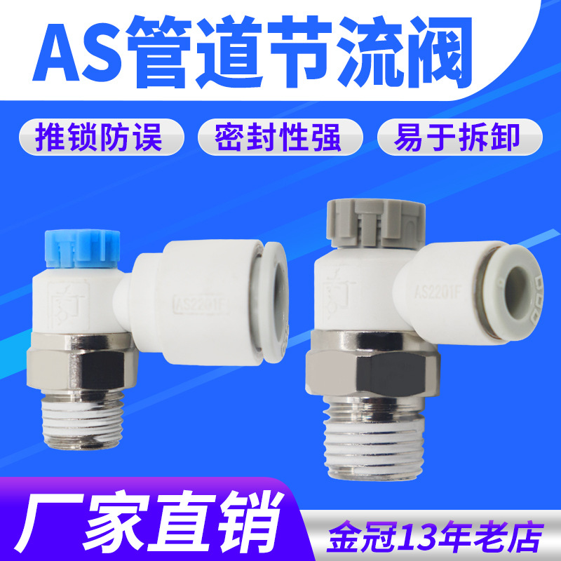 气动可调接头AS1201F-M5-04A节流阀气缸AS2201F调速02-06SA速度控
