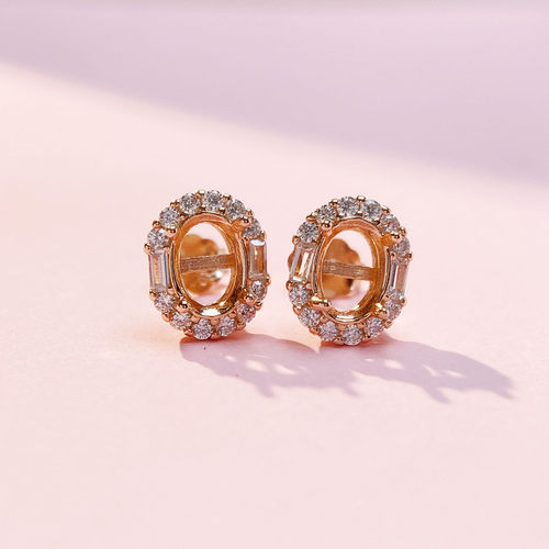 时尚日韩耳钉空托镶嵌S925纯银