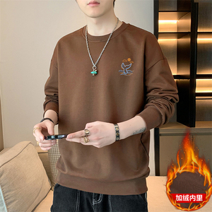 现货主推秋冬加绒2025新款男士大码加厚卫衣印花款打底JR203-P19图片