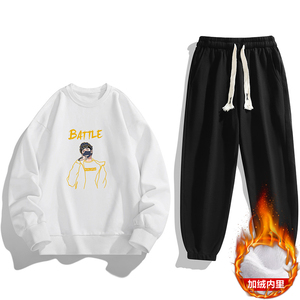 现货主推2025秋冬新款加绒男士休闲印花卫衣套装JR8135-P39图片
