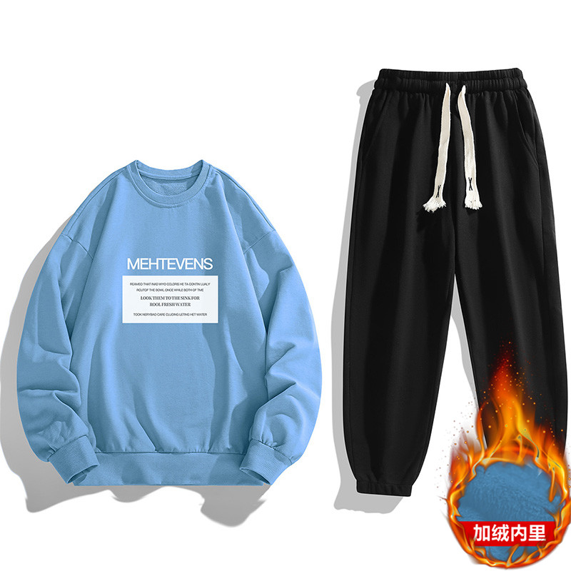 主推现货抖音2025秋冬加绒男士印花卫衣运动套装JR8008-P39，男装休闲套装，星座1816-1（原1210-1）