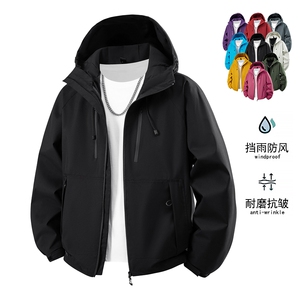 2025秋季新款软壳户外情侣潮牌休闲夹克冲锋衣连帽外套男2366-P48图片