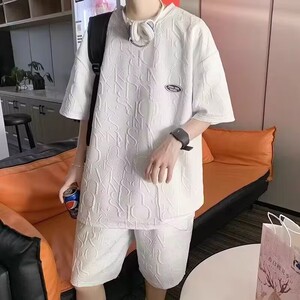 2025夏季冰丝套装男士潮牌潮流短袖T恤短裤休闲两件套TZ20-P24图片