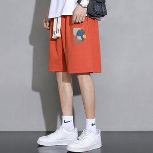 常年现货2025夏季新款五分裤男士大码印花华夫格短裤DK709-P15图片