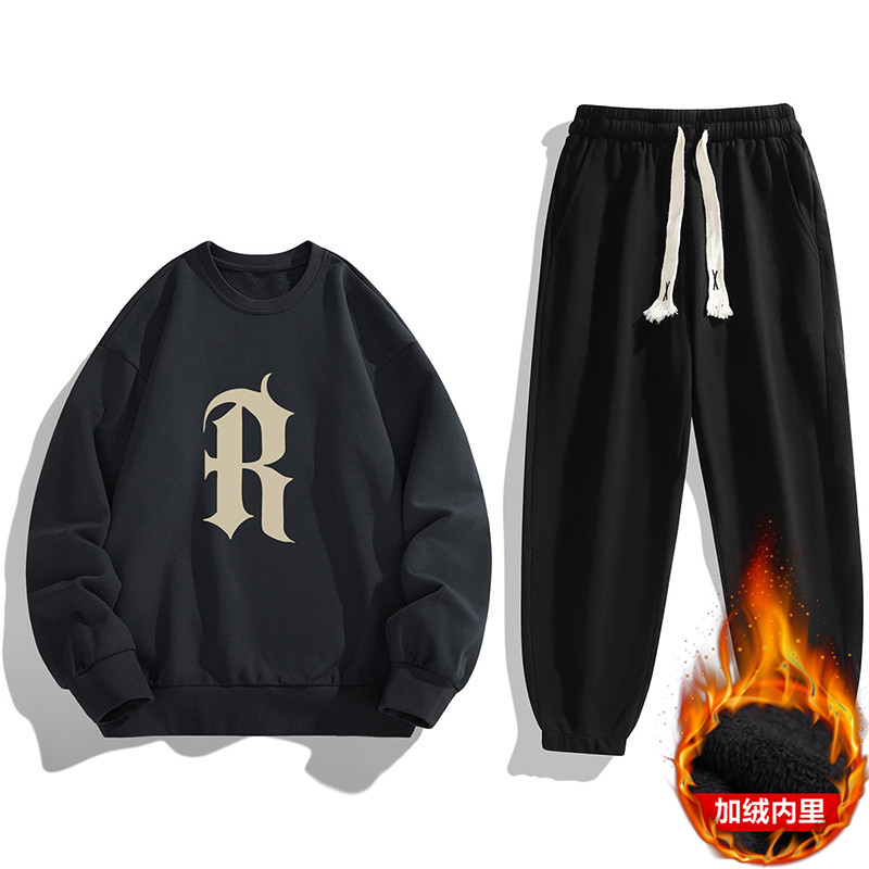 秋冬现货主推2023加绒男士新款印花两件套卫衣套装JR8180-P39,男装休闲套装,星座1816-1（原1210-1）
