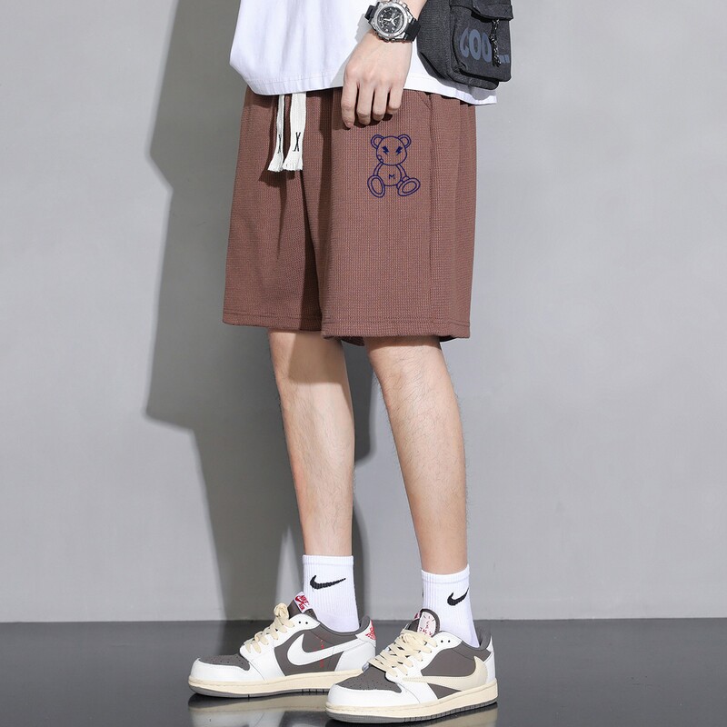 常年现货量大有差价2025夏季新男士小熊印花华夫格短裤DK701-P15,男装休闲裤,星座1816-1（原1210-1）