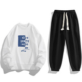 抖音直播两件套2025秋冬新款男士印花卫衣套装大码TZ8155-P30，男装休闲套装，星座1816-1（原1210-1）