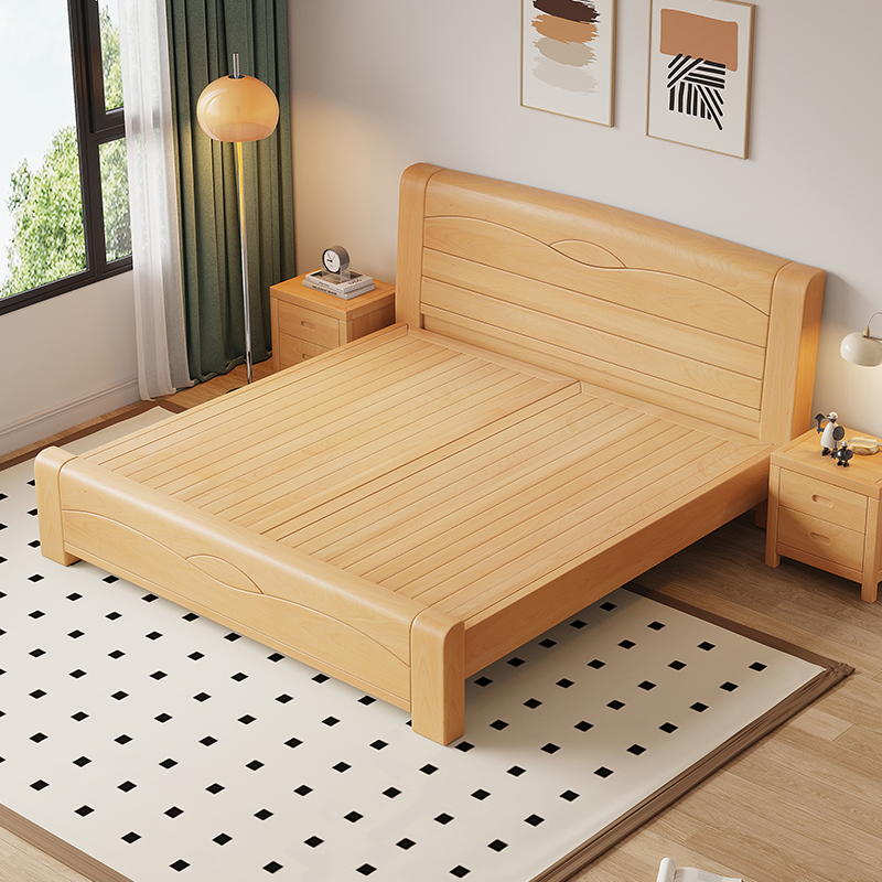 实木床榉木床北欧双人主卧小户型