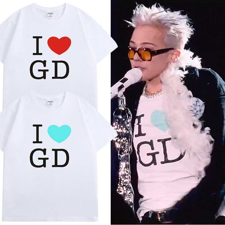 权志龙GD同款I love GD短袖T恤纯棉2025新款上衣服