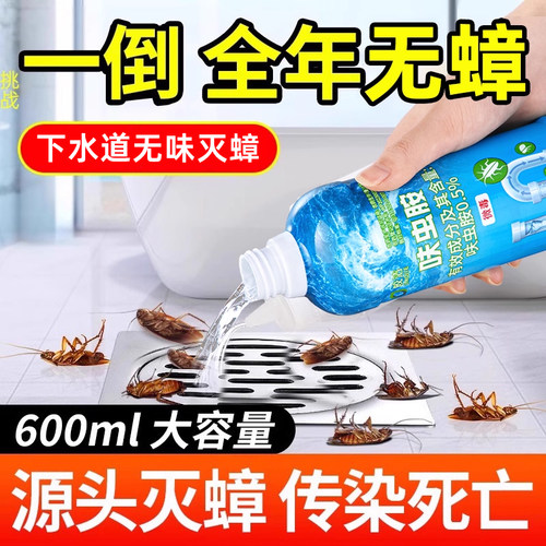 下水道防蟑螂药神器厨房下水管杀虫剂灭杀神器家用非无毒全窝灭端