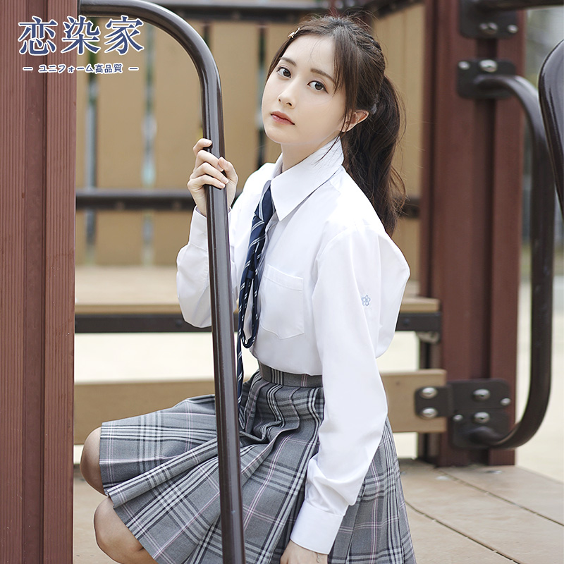 恋染家jk衬衫长袖白色打底基础款立领蝴蝶结设计感小众制服上衣女