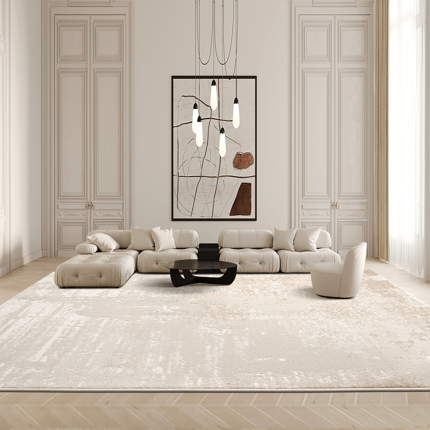 地毯客厅茶几毯轻奢风奶油风咖色高级感法式简约风意式现代沙发毯