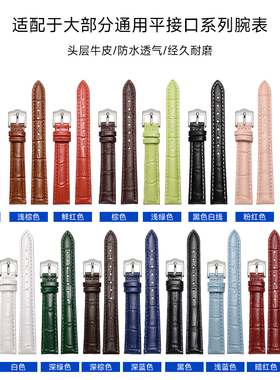 适配天梭1853表带真皮女款浪琴名匠欧米茄蝶飞鳄鱼纹小尺寸表带女