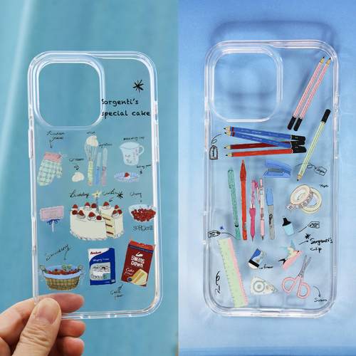李兰迪卢昱晓同款sorgenti【一起做蛋糕吧&我爱买文具】 透明印花手机壳原创设计小众梦幻柔全包手机保护壳