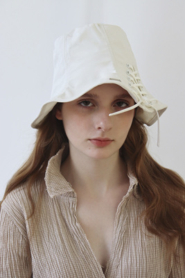 sorgenti【度假绑带渔夫帽】白色简约芭蕾风春夏遮阳帽子