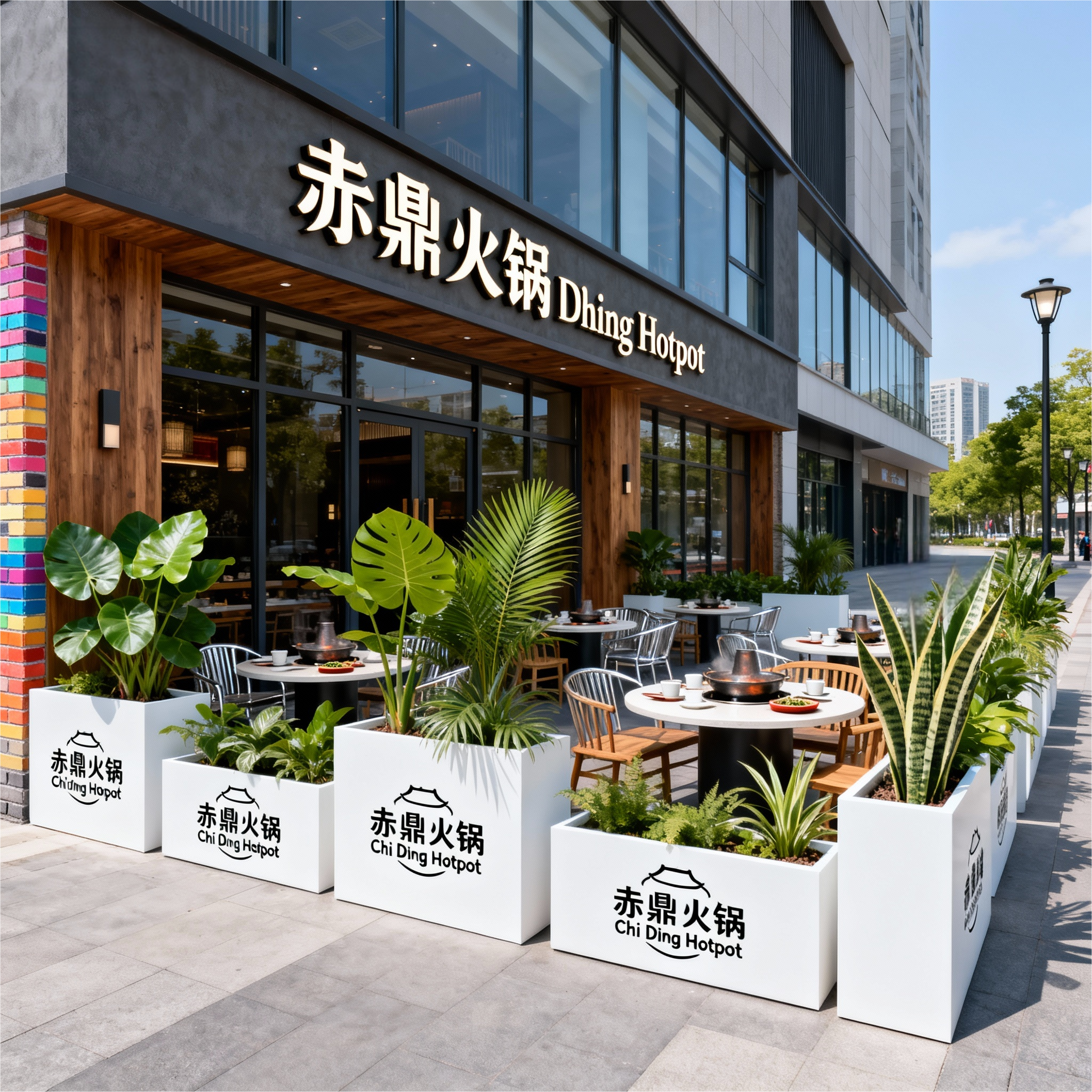 户外铁艺花箱花坛组合围栏