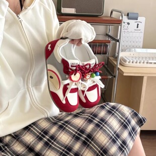 百搭运动鞋 荔枝公园原创红色苹果德训鞋 厚底小白鞋 新款 女2026春季