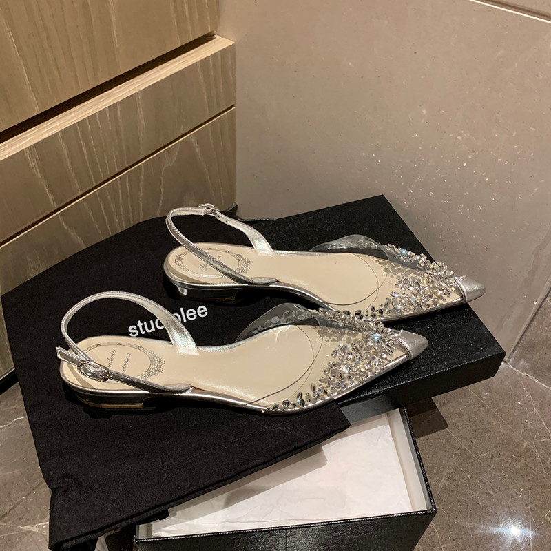 仙女风~RC水钻低跟平底凉鞋女