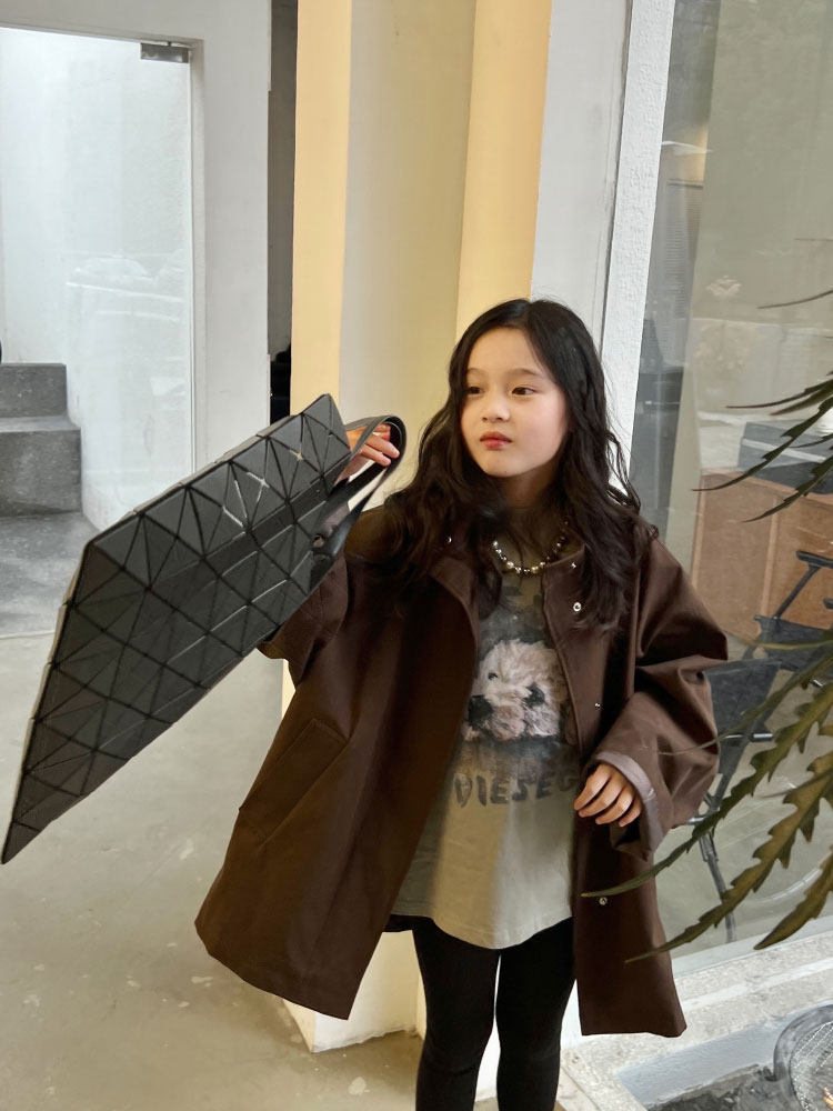 CITY OF BEAUTY GIRLS 중간 길이 윈드 브레이커 재킷 중형 아동용 부모-자식 의류 윈드 브레이커 2024 봄 신작 아동복