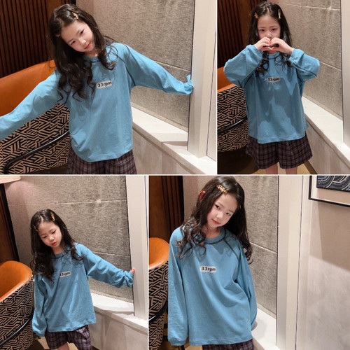 女童宽松大版字母T恤中大童