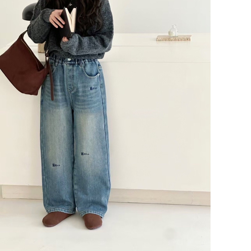 女童刺绣加绒冬季刺绣直筒牛仔裤 中大童加厚裤子 小直筒好穿的,童装/婴儿装/亲子装,儿童牛仔裤,淘宝优惠券,粉丝福利购,淘宝优惠卷