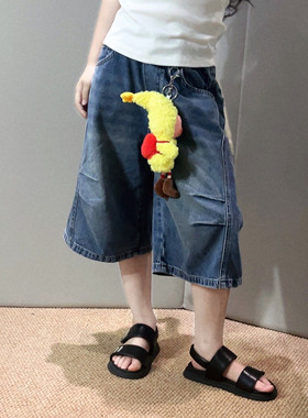 女童洋气夏季牛仔五分裤中大童