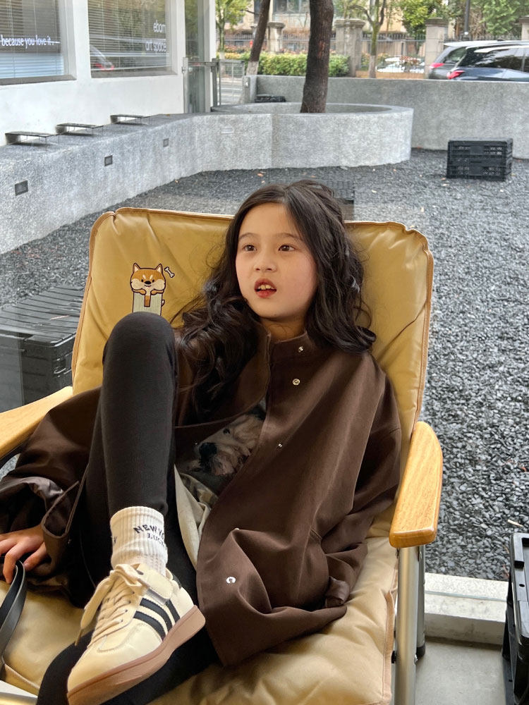 CITY OF BEAUTY GIRLS 중간 길이 윈드 브레이커 재킷 중형 아동용 부모-자식 의류 윈드 브레이커 2024 봄 신작 아동복